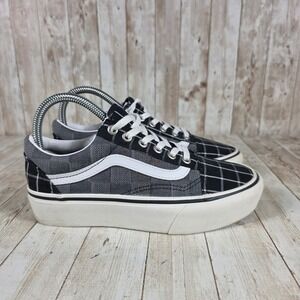 Vans Old Skool Platform Sneakers Plaid Canvas Shoes‎ Women's Size 6.5